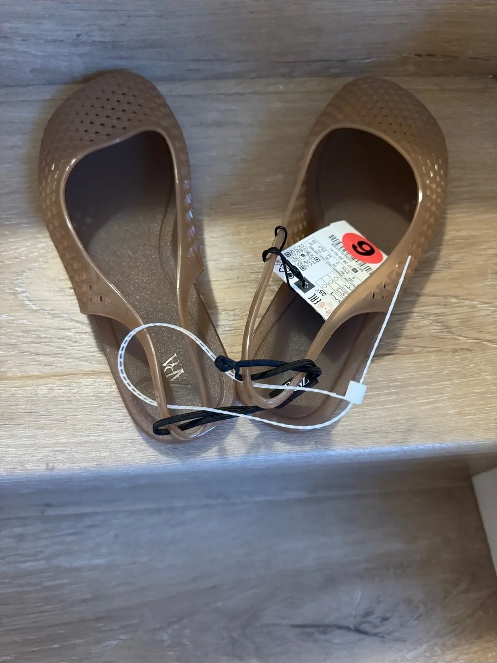 Zara Brown Lattice Slingback Jelly Flats - Picture 4 of 5